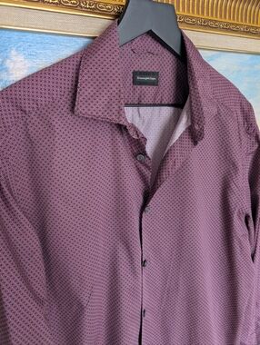 Ermenegildo Zegna Plum Micro-Pattern Sports Shirt